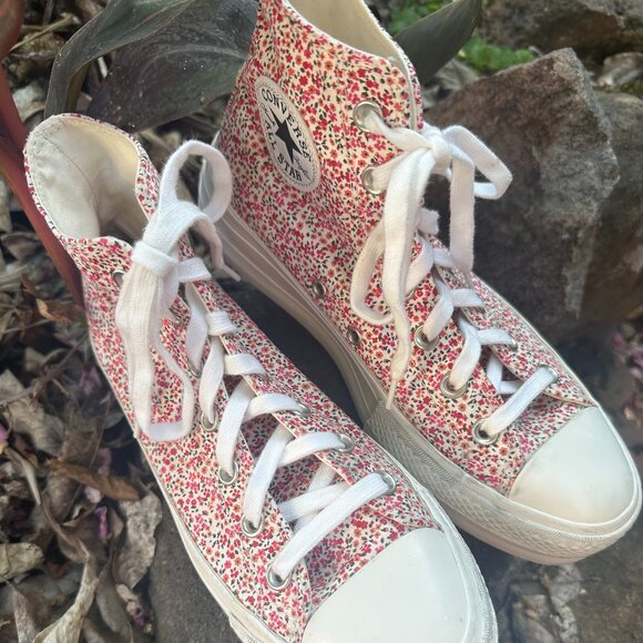 Converse Chuck Taylor All Star Floral High Top Platform Sneakers Size 7 1/2 - Picture 2 of 12